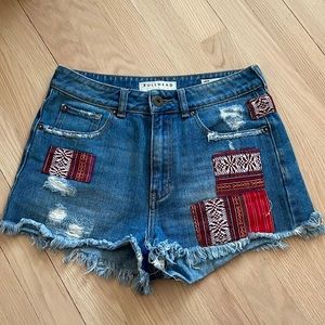 Patchwork jean shorts 5
